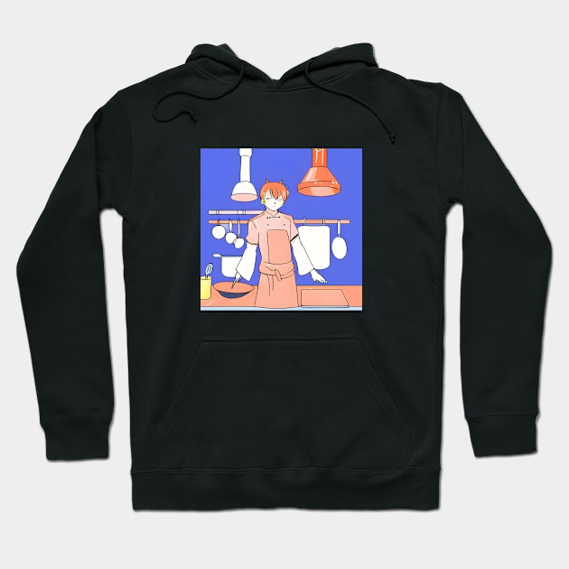 orange cat cooking 04 Hoodie by Kopandavil